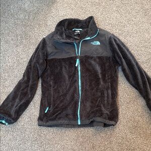 The North Face Fleece Jacket - Charcoal and Teal Youth XL or Ladies S-M